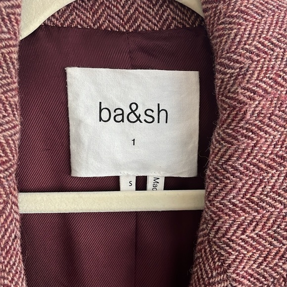 Ba&sh Burgundy Herringbone Blazer Structured Tailored Jacket - Picture 2 of 4